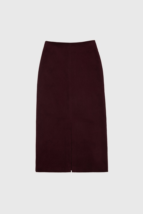 Corduroy Span Slit Midi-Skirt