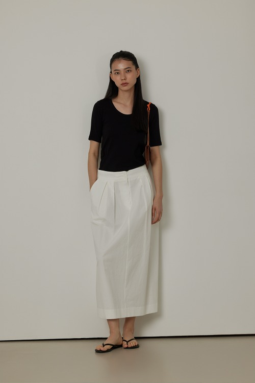 Fresh Cotton Volume Two-Tuck Long Skirt