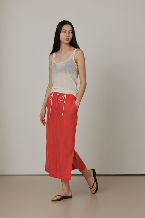 Cool Cupra Soft String Slit Long Skirt